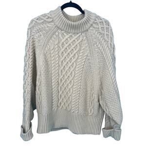 Cliché Ivory Cream Wool Blend Chunky Cable Knit Sweater 1x